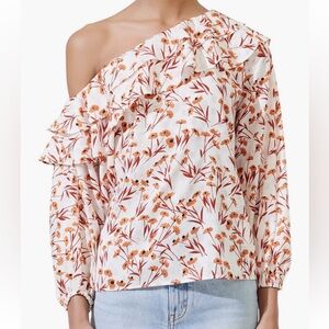 Maje Laurane One-Shoulder Floral Blouse Size 1 (US Small)